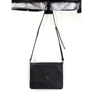 Matt & Nat Black Vegan Leather Crossbody Bag Minimalist Flap Messenger
